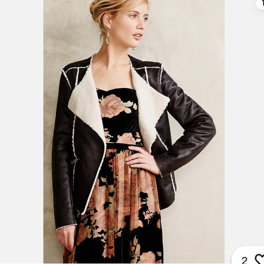 Vintage Anthropology Lined Suede Sherpa Jacket